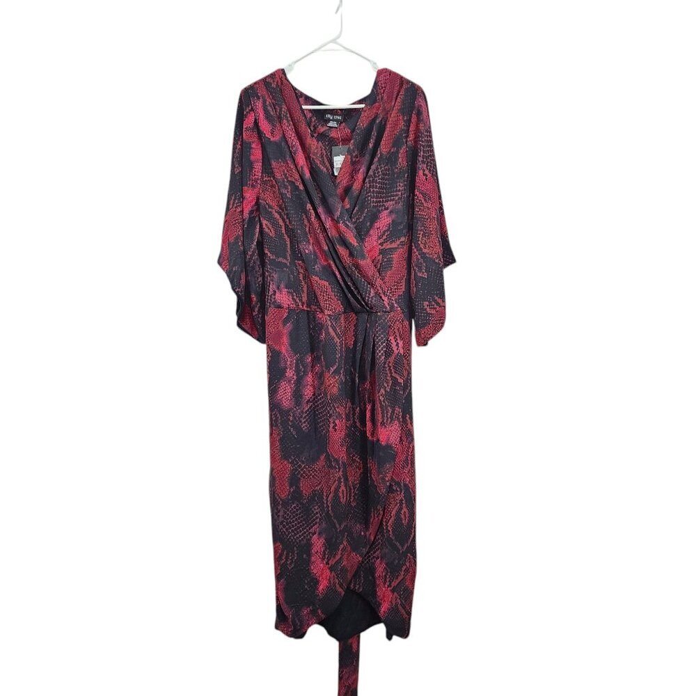 City Chic Women's Plus Garnet Slither Surplice Wrap Snake Print Dress Sz XXL